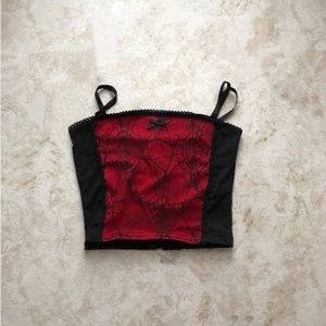 Mesh red spiderweb laced tank